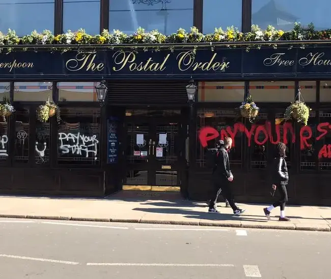 Coronavirus 'Pay your staff' scrawled on Wetherspoon pub